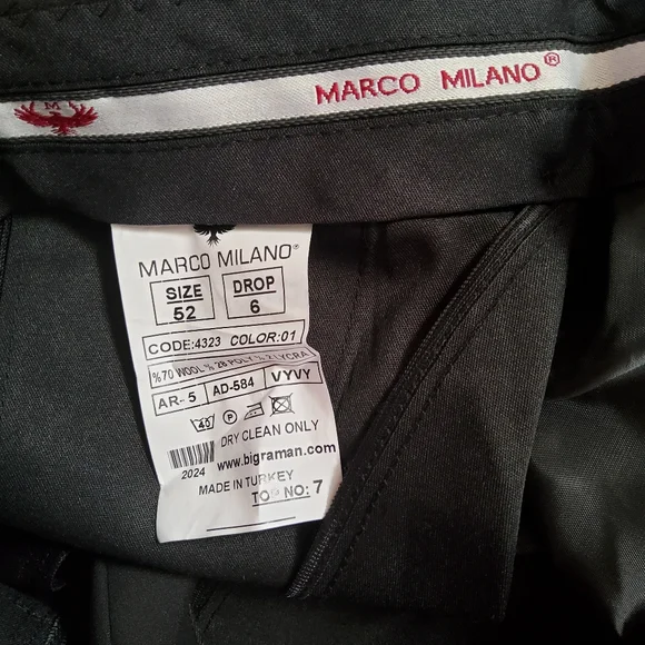 Marco Milano Men’s Slim Fit Wool Suit 4pcs Set Black White Size 40S New